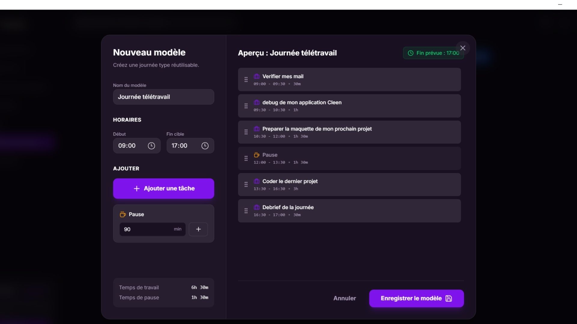 Planification de la journée avec la timeline visuelle de TimeList